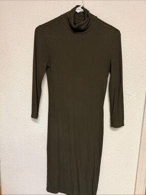 Forever 21 Olive Green Long-Sleeve Turtleneck Dress